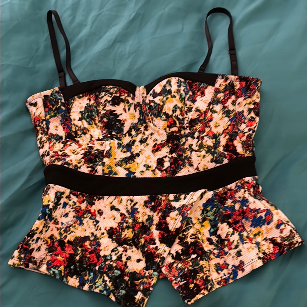 Material Girl Red and Pink Floral Skirt Set